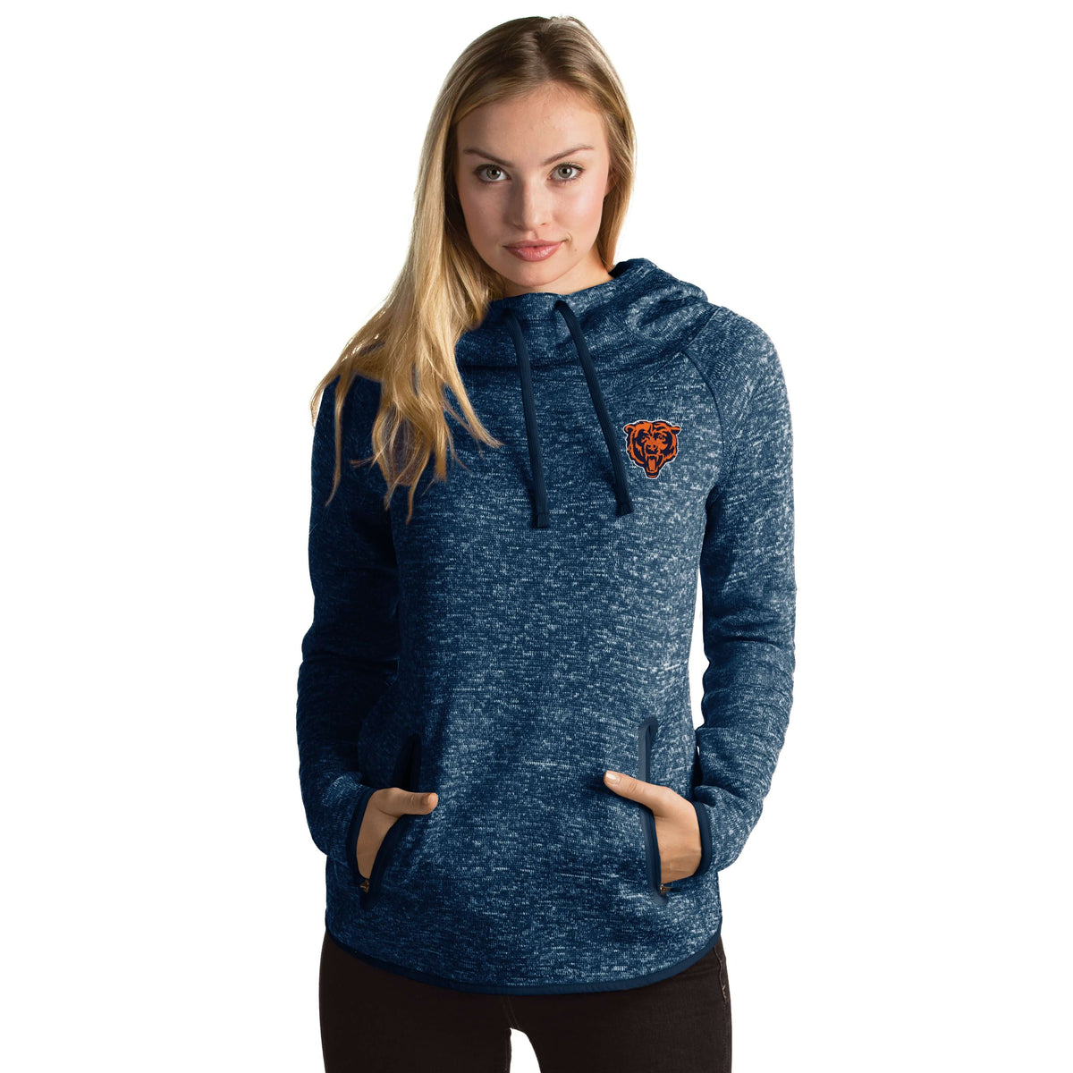 Women's Fanatics Branded Navy Chicago Bears Spirit Jersey Lace-Up V-Neck Long Sleeve T-Shirt