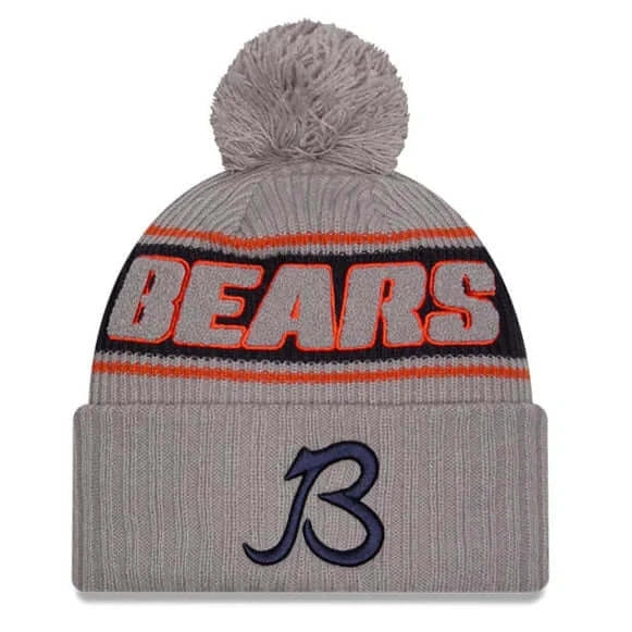 Chicago Bears Grey 2024 Sideline New Era Sport Knit Pom Hat