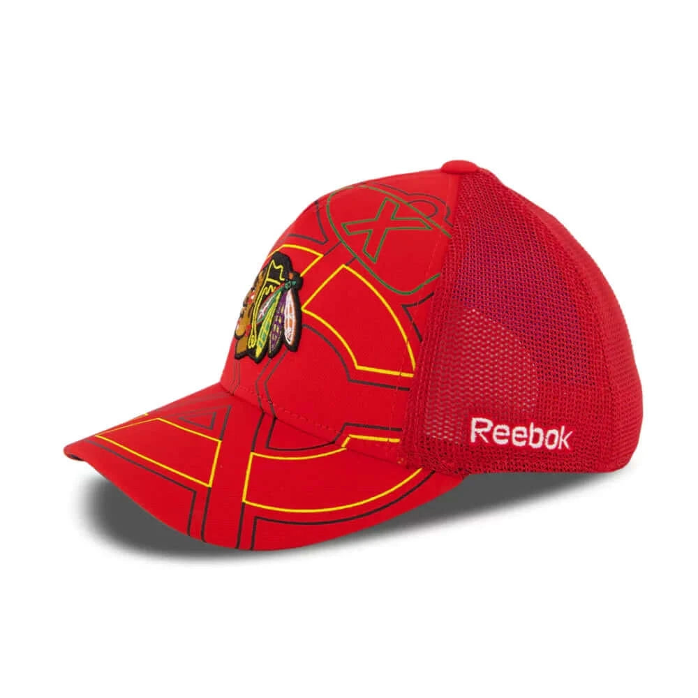 Reebok Blackhawks Chicago Team HAT MESHB Structured Flex Multi