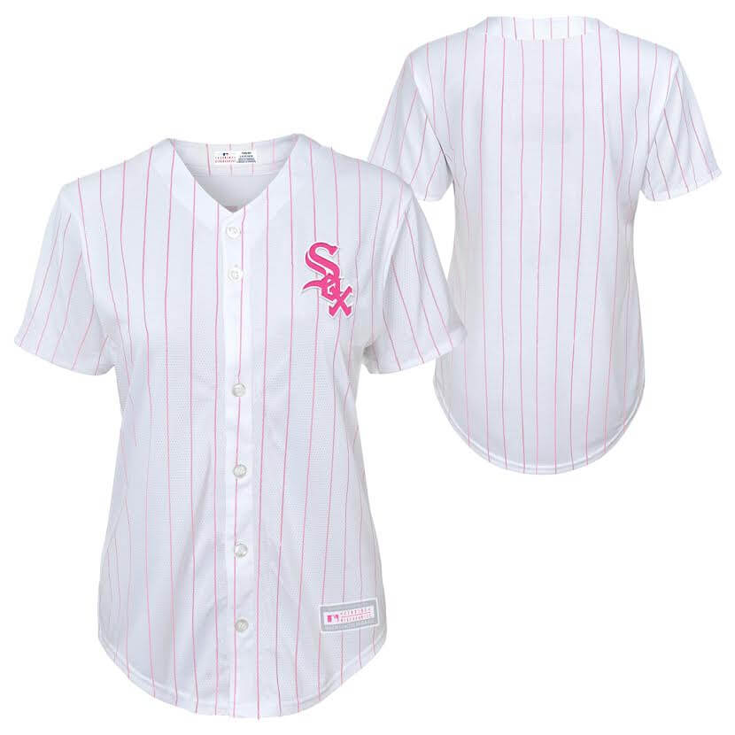 MLB Chicago White Sox Women's Short Sleeve Button Down Mesh Jersey