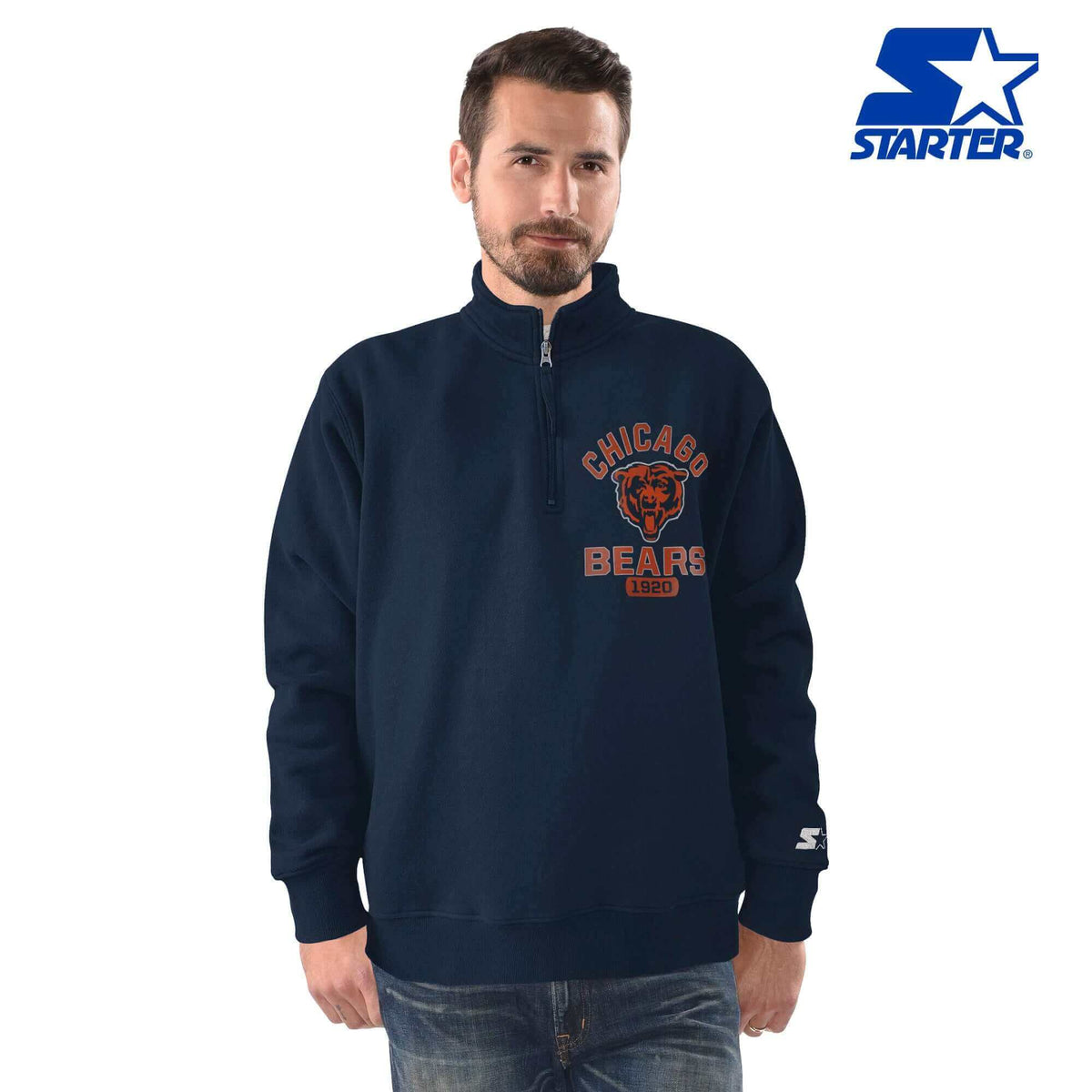 Chicago Bears Mitchell & Ness Team Full-Zip Hoodie Jacket - Navy