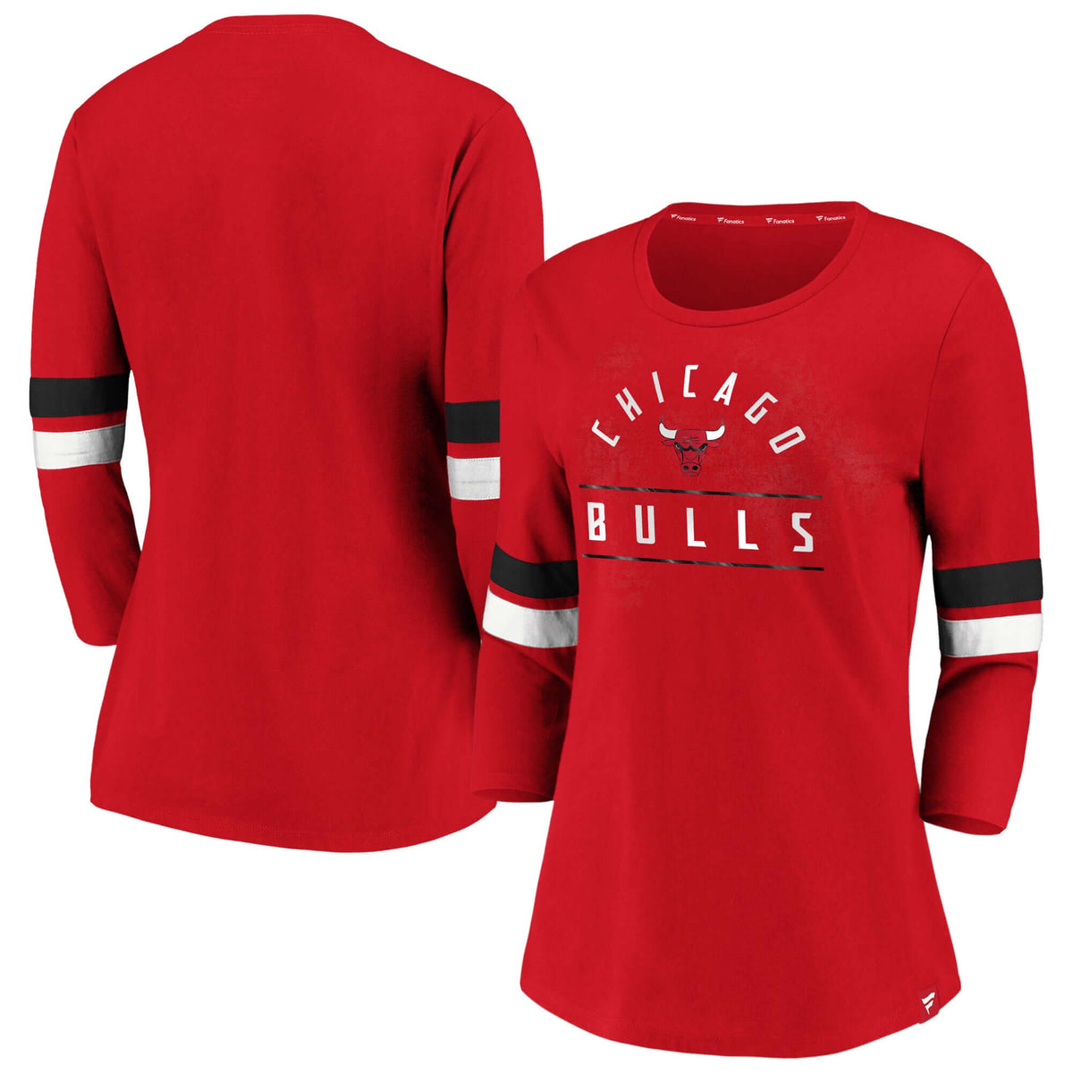 Adidas Chicago Bulls Fanatics Brand Women's Long Sleeve Flashy Tee Black/Red XXL