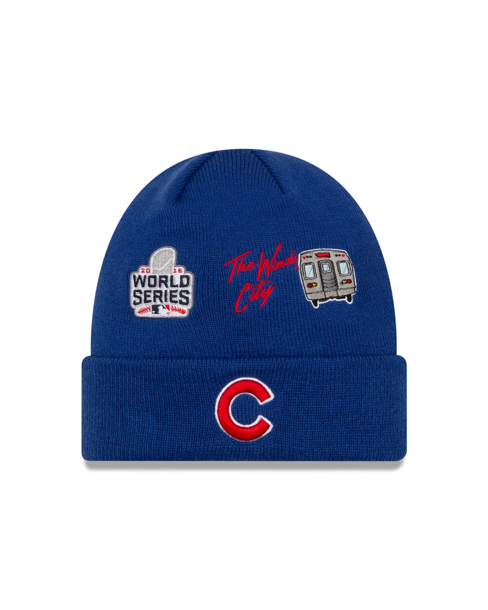 Men's Fanatics Branded Royal/Red Chicago Cubs Space-Dye Cuffed Knit Hat with Pom