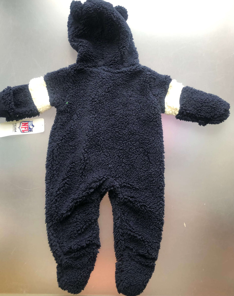 Newborn & Infant Navy/Gray Chicago Bears Game Nap Teddy Fleece Bunting  Full-Zip Sleeper