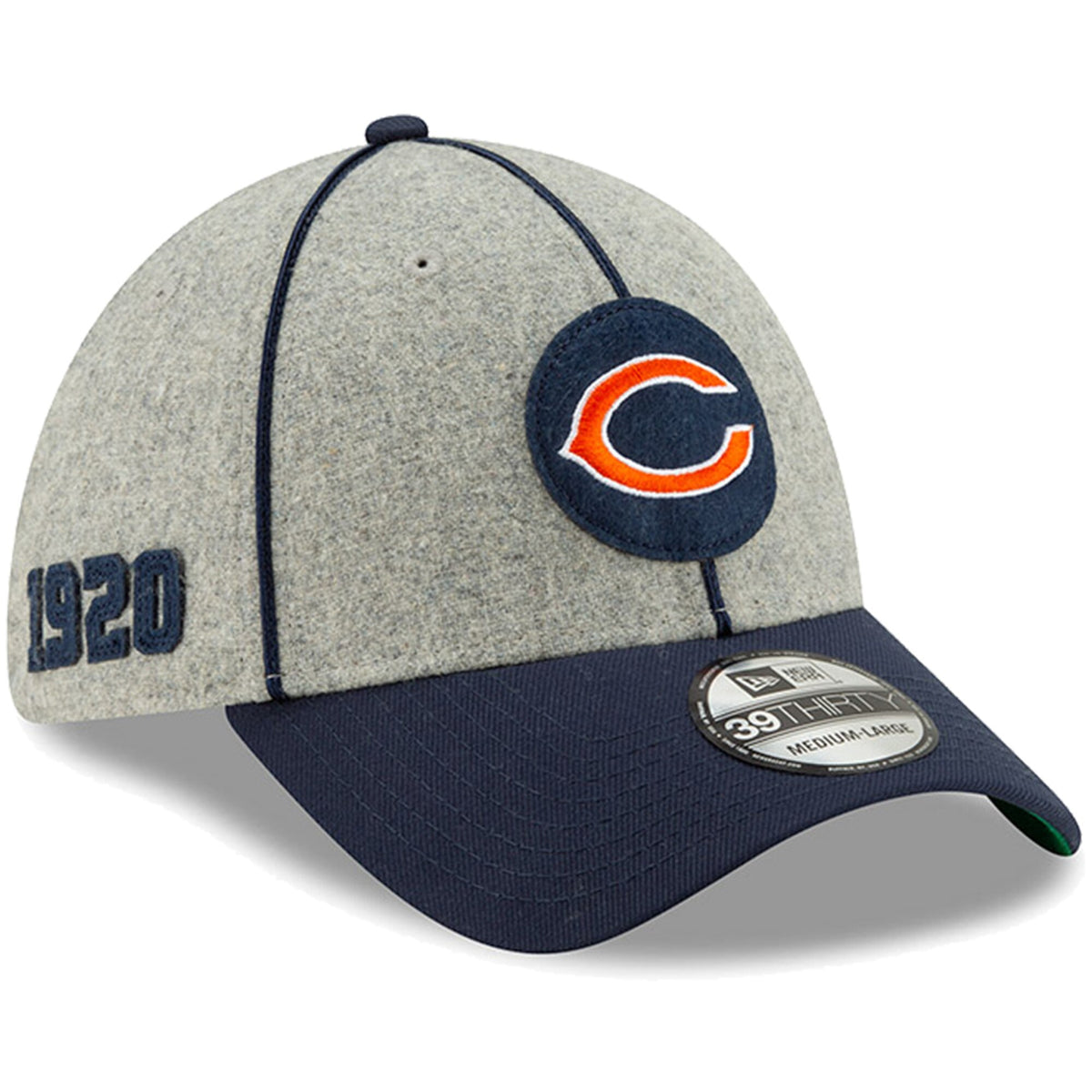 Men's New Era Gray Chicago Cubs Pipe 39THIRTY Flex Hat Size: Small/Medium