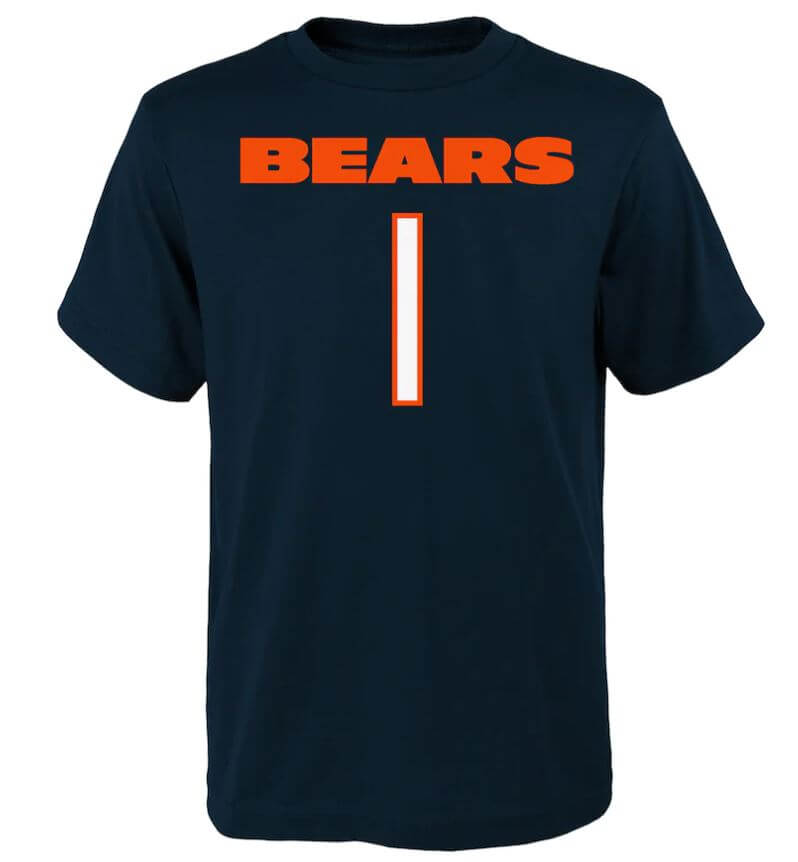 Women's Fanatics Branded Justin Fields White Chicago Bears Player Name & Number V-Neck T-Shirt Size: Small