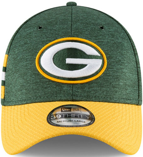 Green Bay Packers Hat New Era 39Thirty Flex Fit Black Cap Medium