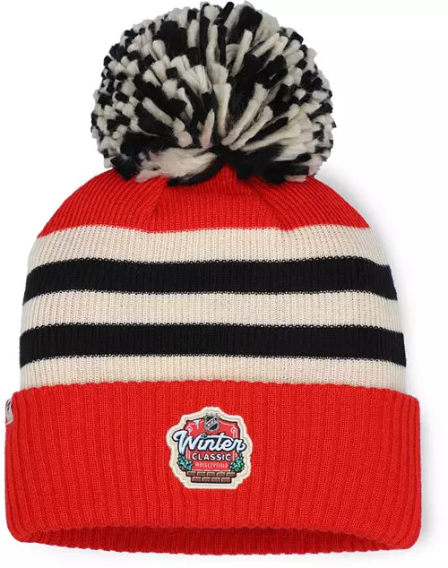 Chicago Blackhawks 2025 Winter Classic NHL Adult Red Pom Knit Beanie