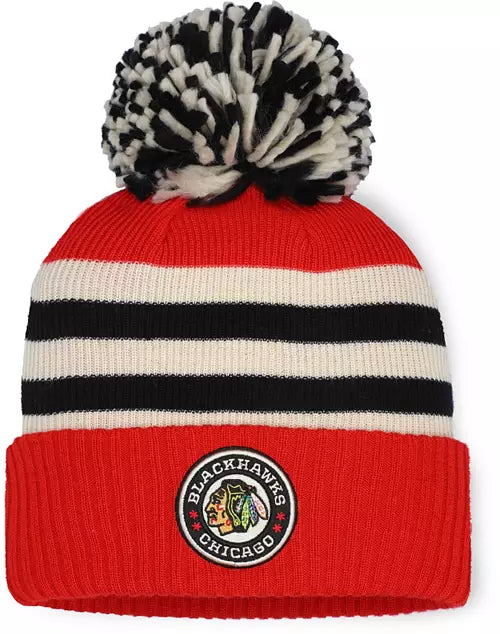 Chicago Blackhawks 2025 Winter Classic NHL Adult Red Pom Knit Beanie