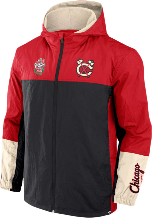 Chicago Blackhawks 2025 NHL Men's Winter Classic Crash The Net Red Full-Zip Jacket/Windbreaker