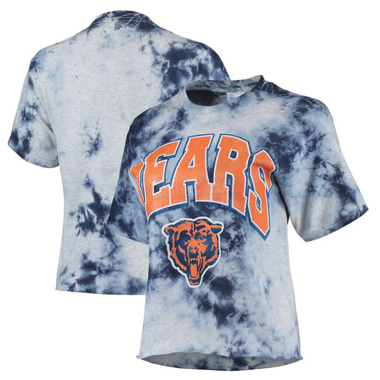 Women's '47 Navy Chicago Bears Cambridge Vintage Tubular Tie-Dye Crop Top