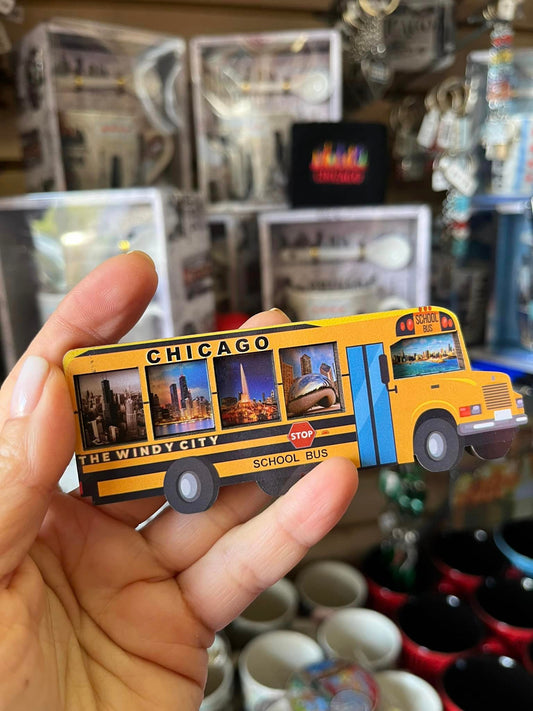 Chicago Magnet souvenir School bus