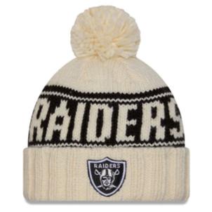 NFL On-Field 2024  Las Vegas Raiders Cold Weather Chrome Pom Knit Hat for Womens