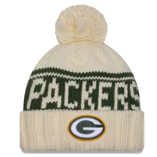 Packers New Era 2024 NFL Sideline Womens Knit Hat (Cream color)