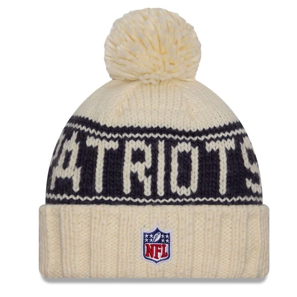 New England Patriots 2024 Cold Weather Chrome Pom Knit Hat Women's