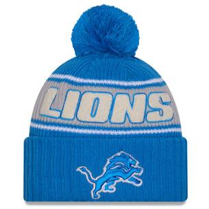 Detroit Lions NFL On-Field Colaction 2024 Cold Weather Chrome Pom Knit Hat