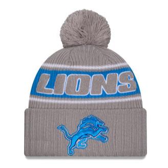 Detroit Lions NFL On-Field 2024 Grey Cold Weather Chrome Pom Knit Hat