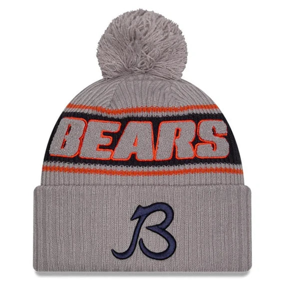 Chicago Bears 2024 NFL Sideline New Era Sport Knit Hat Gray with "B"