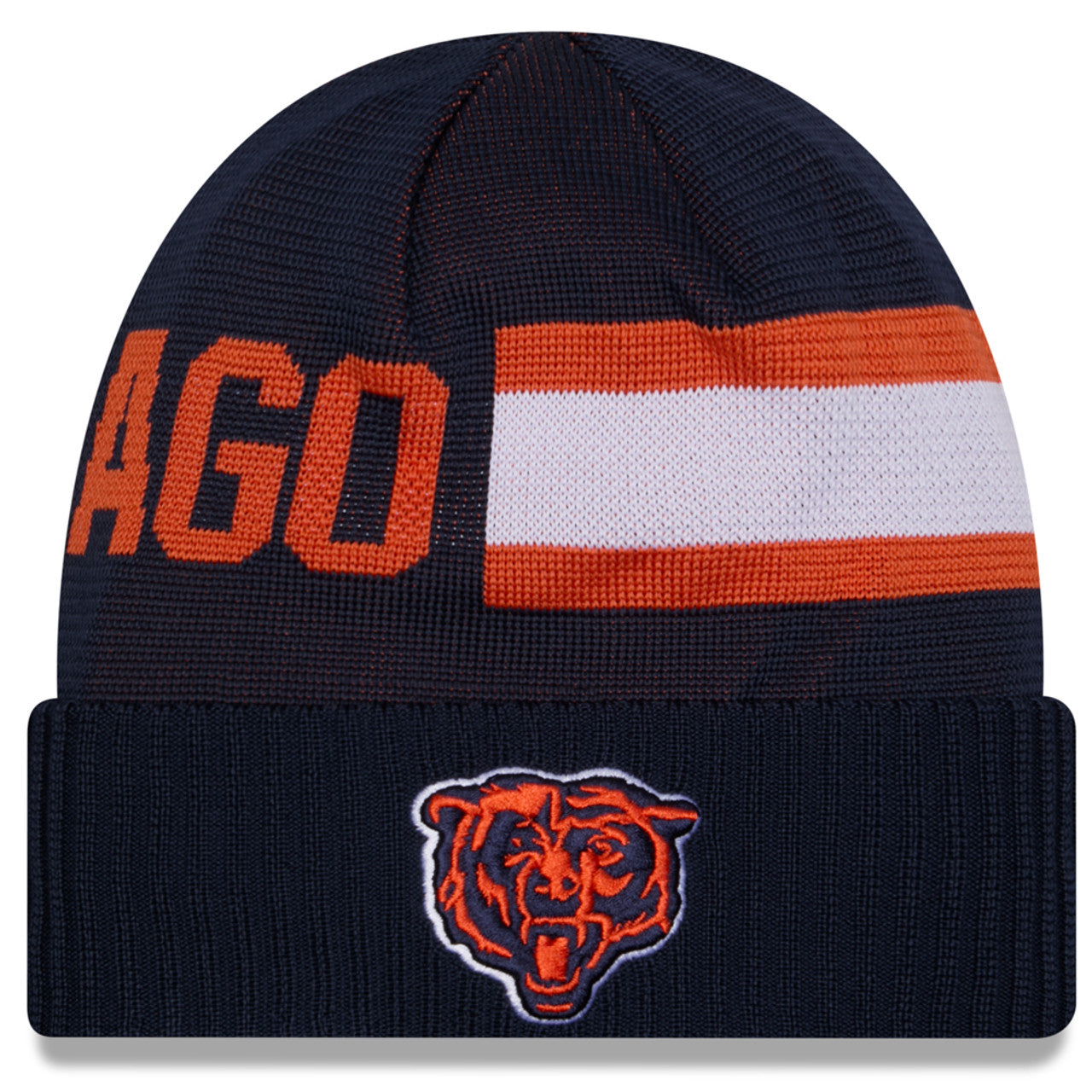 New Era Chicago Bears Navy Blue 2024 Sideline Tech Mens Knit Hat