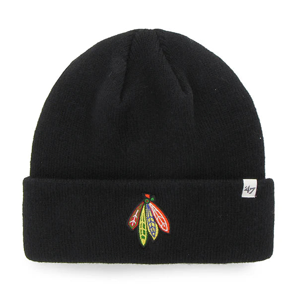 Chicago Blackhawks Feathers Cuffed Black Knit Hat