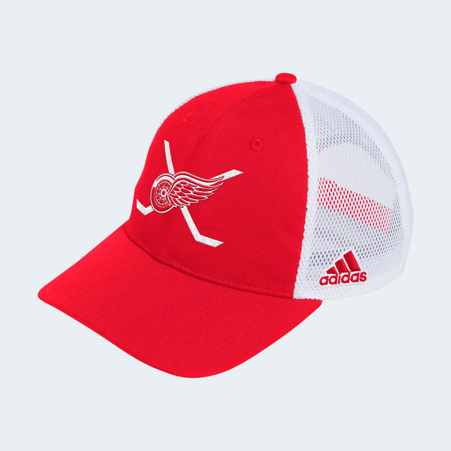 Men's Detroit Red Wings adidas Red/White Cross Sticks Trucker Adjustable Hat