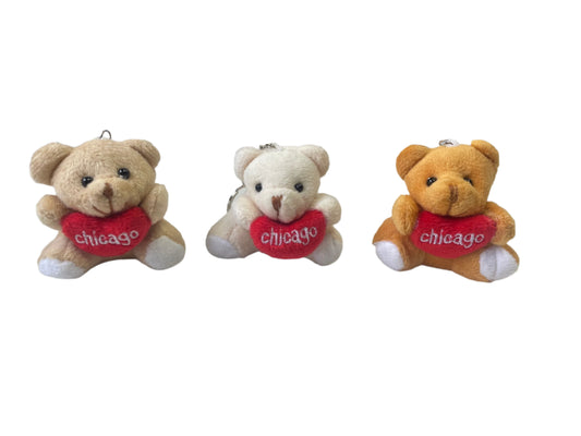 Teddy Bear Chicago Love Keychain