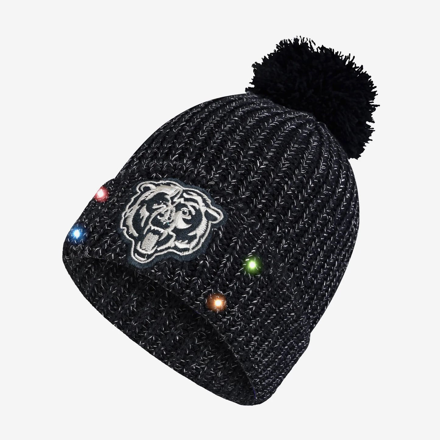 Chicago Bears Womens Glitter Knit Light Up Pom Knit Hat