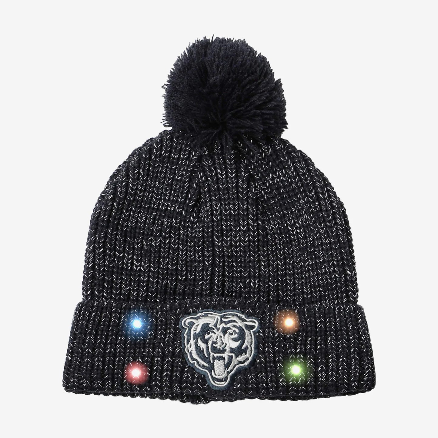 Chicago Bears Womens Glitter Knit Light Up Pom Knit Hat