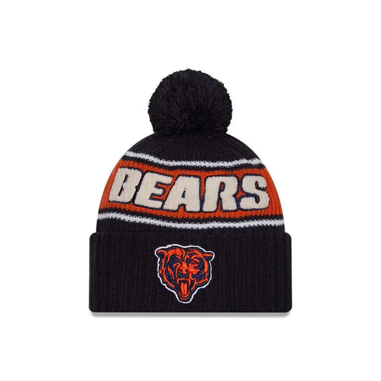 Bears NFL ON FIELD 2024 Cold Weather NAVY Pom Knit with Bear NEW ERA