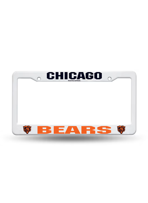 Chicago Bears White Plastic Auto License Frame for Cars