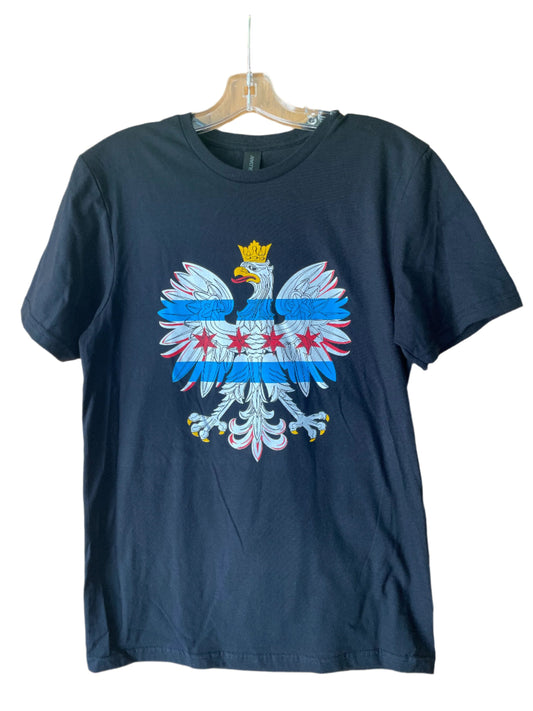 Polish Eagle T-shirt with Chicago Flag