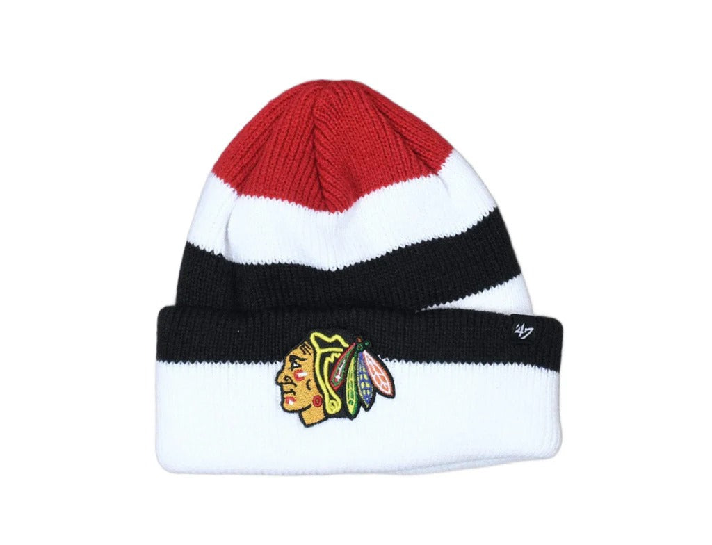 Chicago Blackhawks Shortside '47 Cuff Knit Hat - White/Red/Black