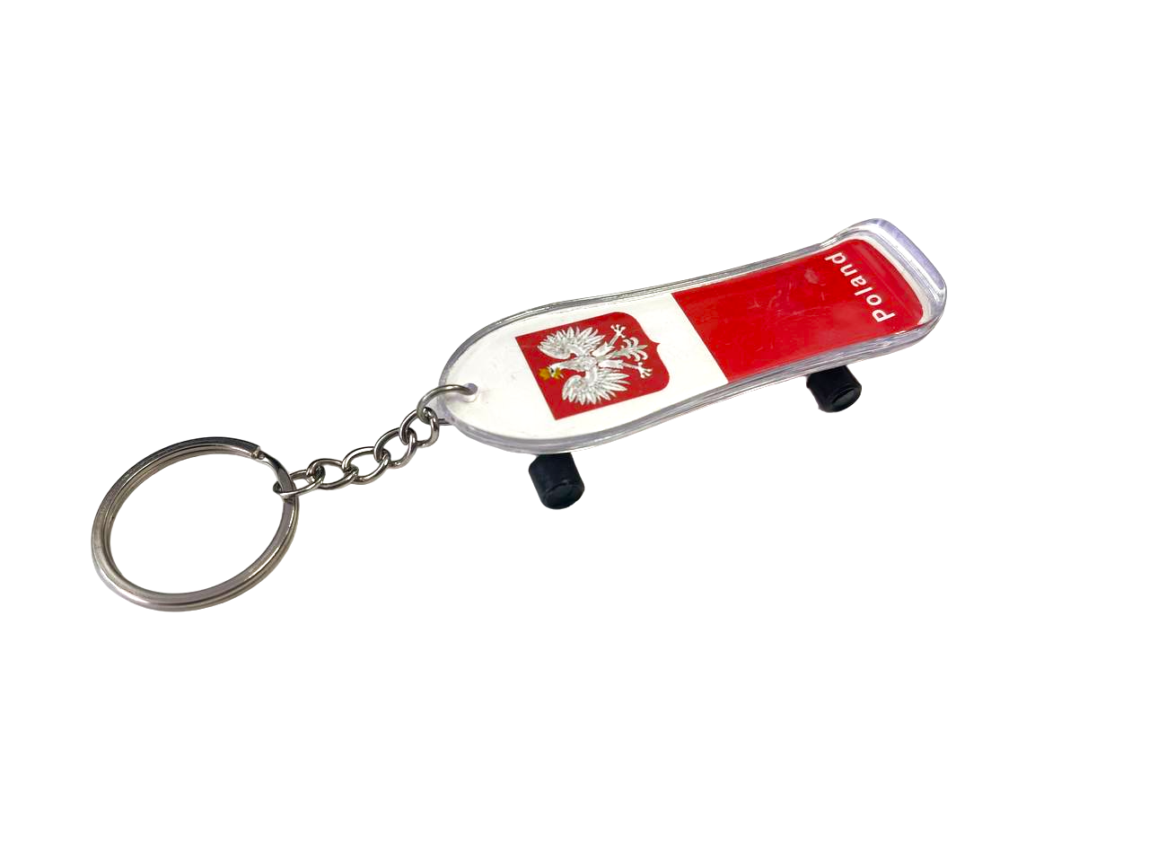 Polska Skateboard Key Chain With Eagle and Poland sign Red&White