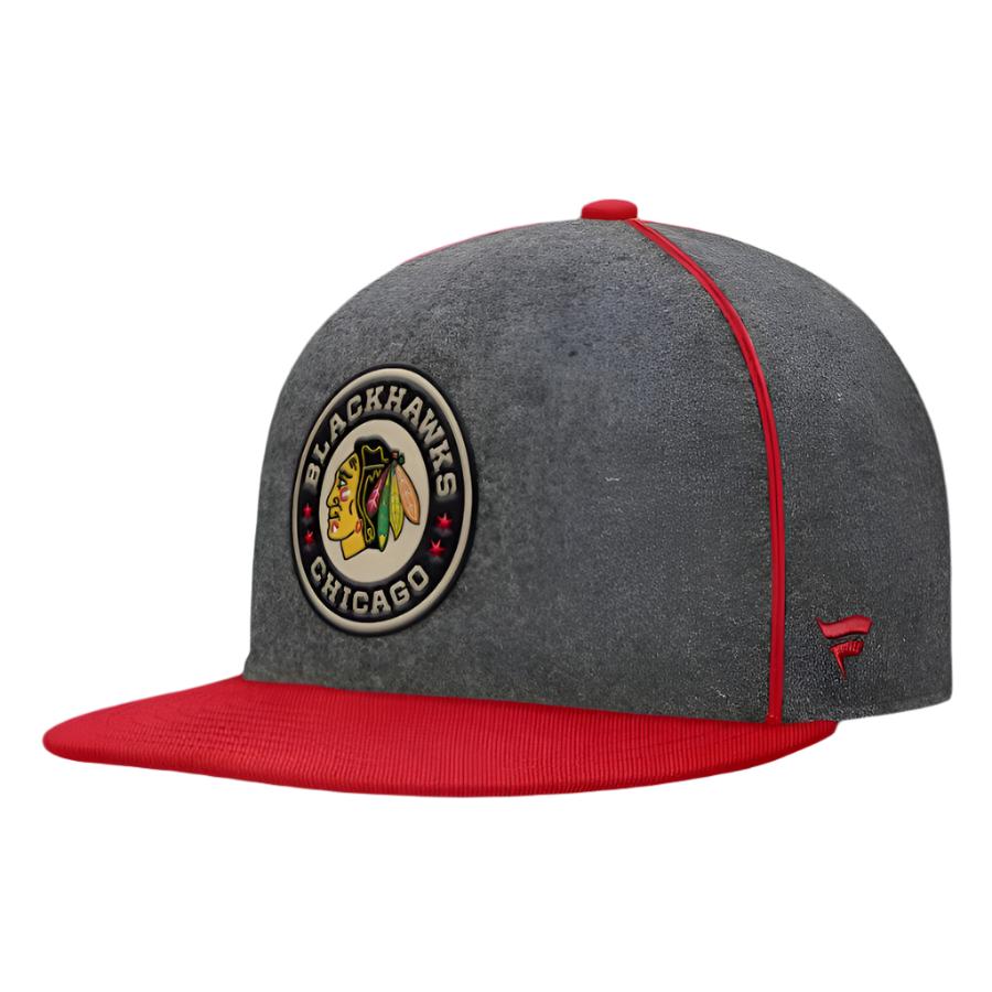 Chicago Blackhawks Fanatics Men's Heather Gray/Red 2025 Winter Classic Novelty Strapback Hat