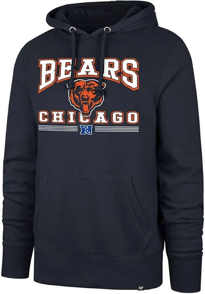 47 Chicago Bears Mens Navy Blue Packed House Headline Long Sleeve Hoodie