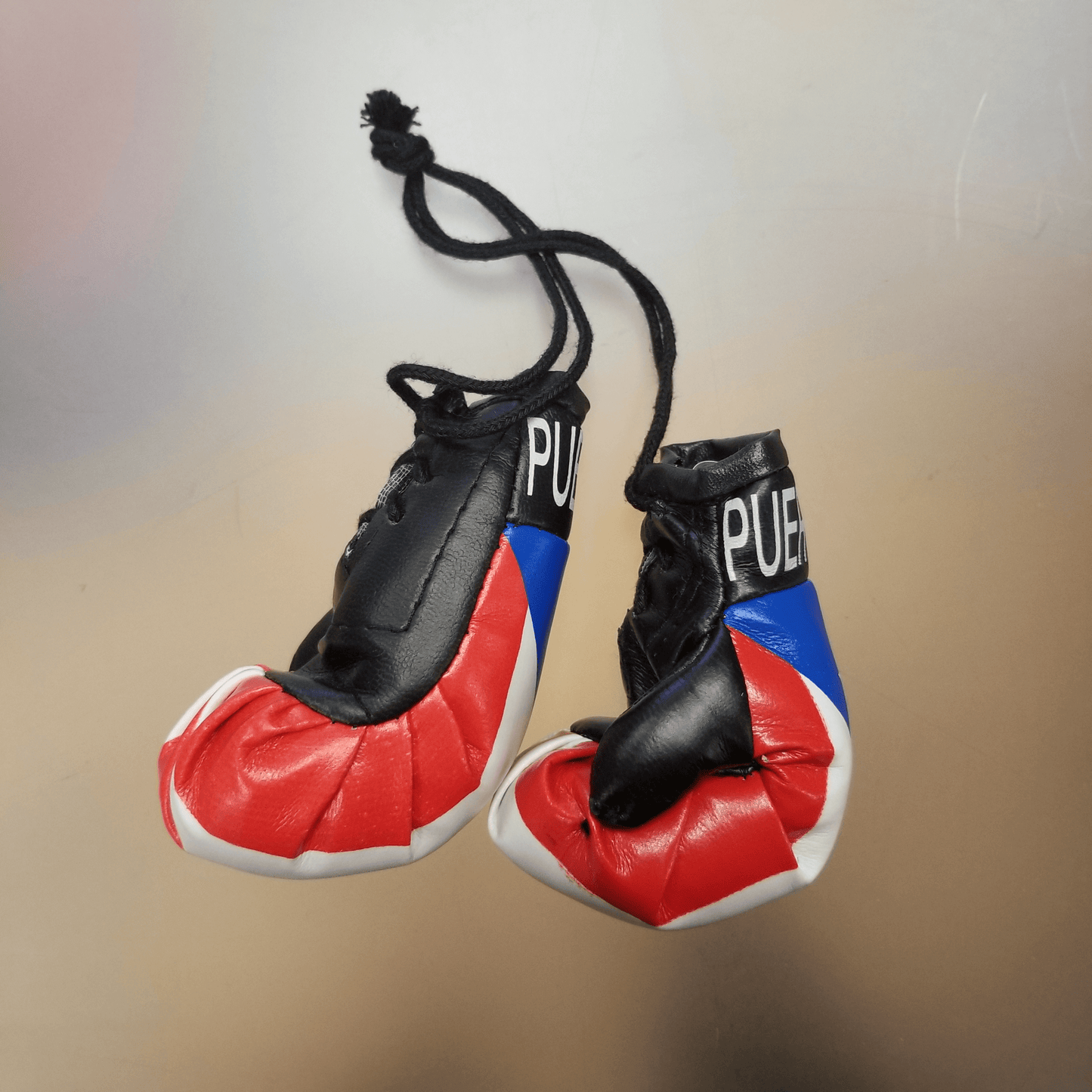 Puerto Rico boxing gloves mini Olympics soccer car mirror hanging 2"x3" in