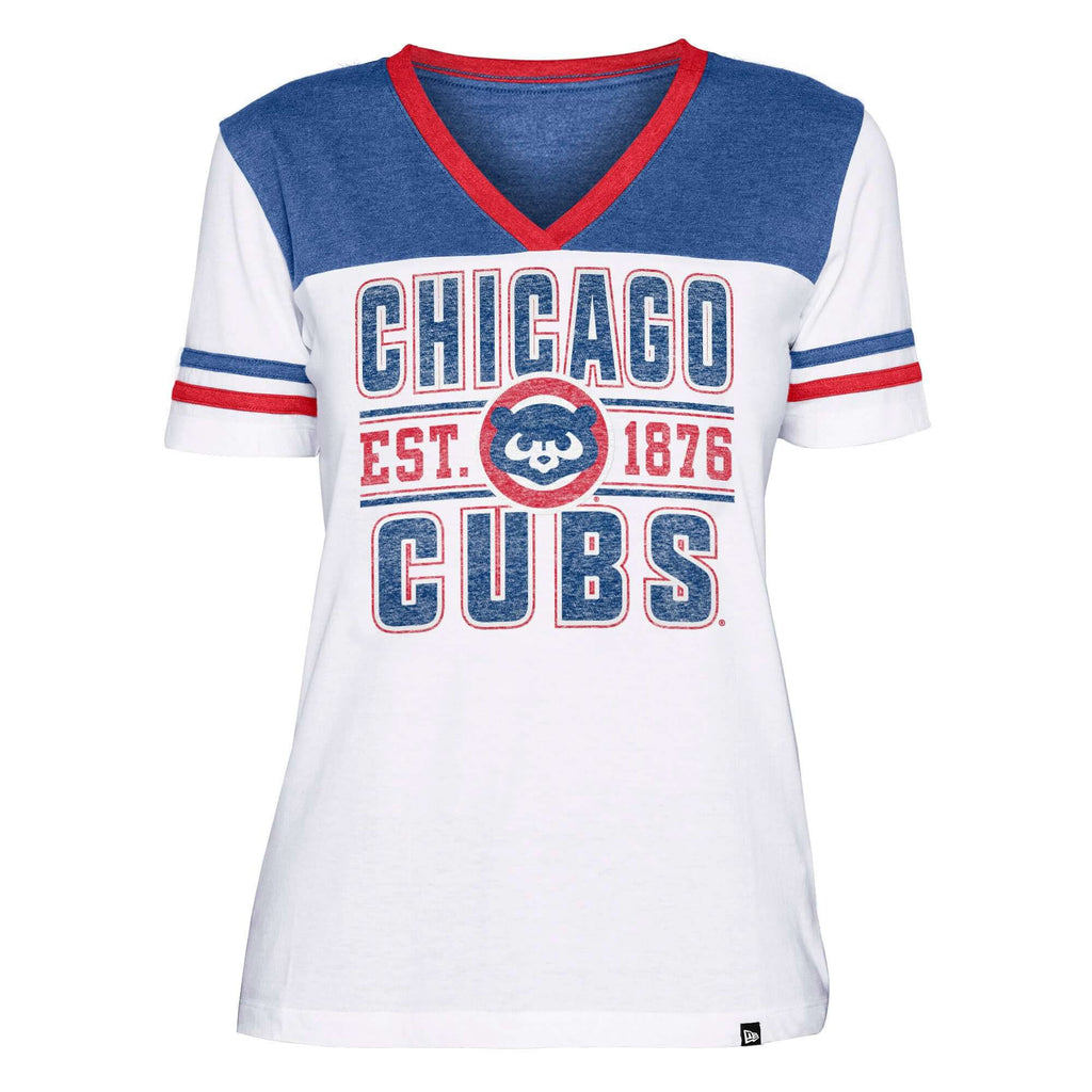Chicago Cubs Express Women's Lace-Up V-Neck T-Shirt - White