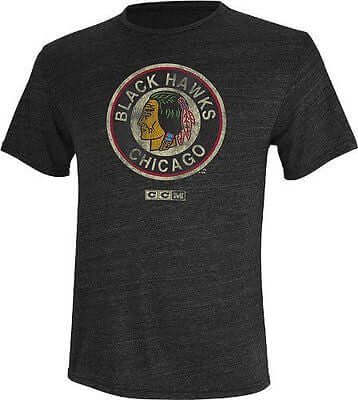 Men's Adidas Gray Chicago Blackhawks Original Six Tri-Blend T-Shirt Size: Medium