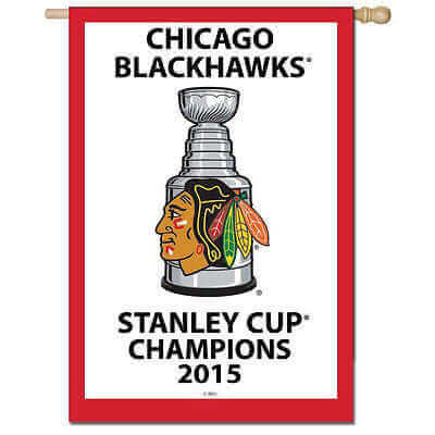 Chicago Blackhawks 2015 Cup Champions Flag Embroidered Banner 28"X44" Two Sided