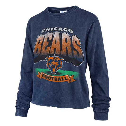 CHICAGO BEARS LADIES ATLAS BLUE VINTAGE TUBULAR LONG SLEEVE T-SHIRT