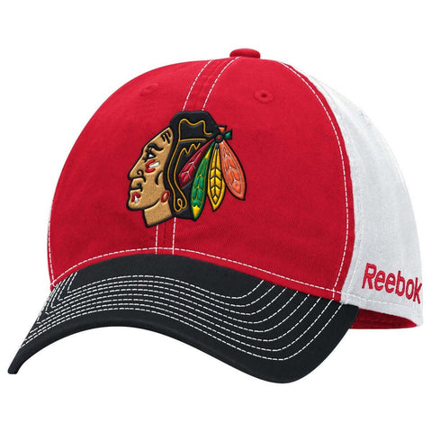 Chicago Blackhawks New Reebok Playoff Gray Black Era Flex Fit Fitted Hat  Cap S/M
