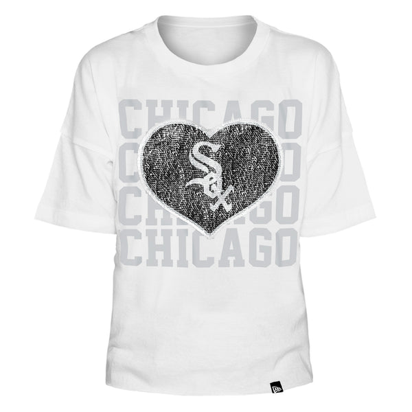 Chicago White Sox Sequin Heart Long Sleeve Shirt Girl Size 7/8 New