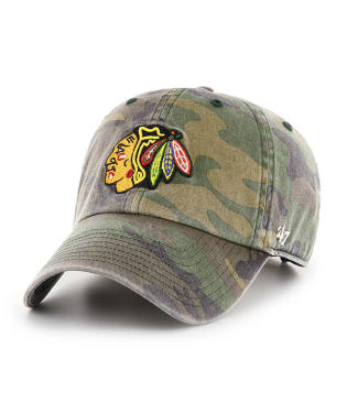 Chicago Blackhawks 47 Brand Clean Up Dad Hat Washed Camo Hockey Cap