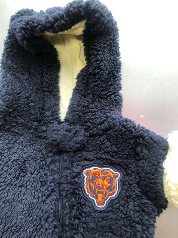 Newborn & Infant Navy/Gray Chicago Bears Game Nap Teddy Fleece Bunting  Full-Zip Sleeper