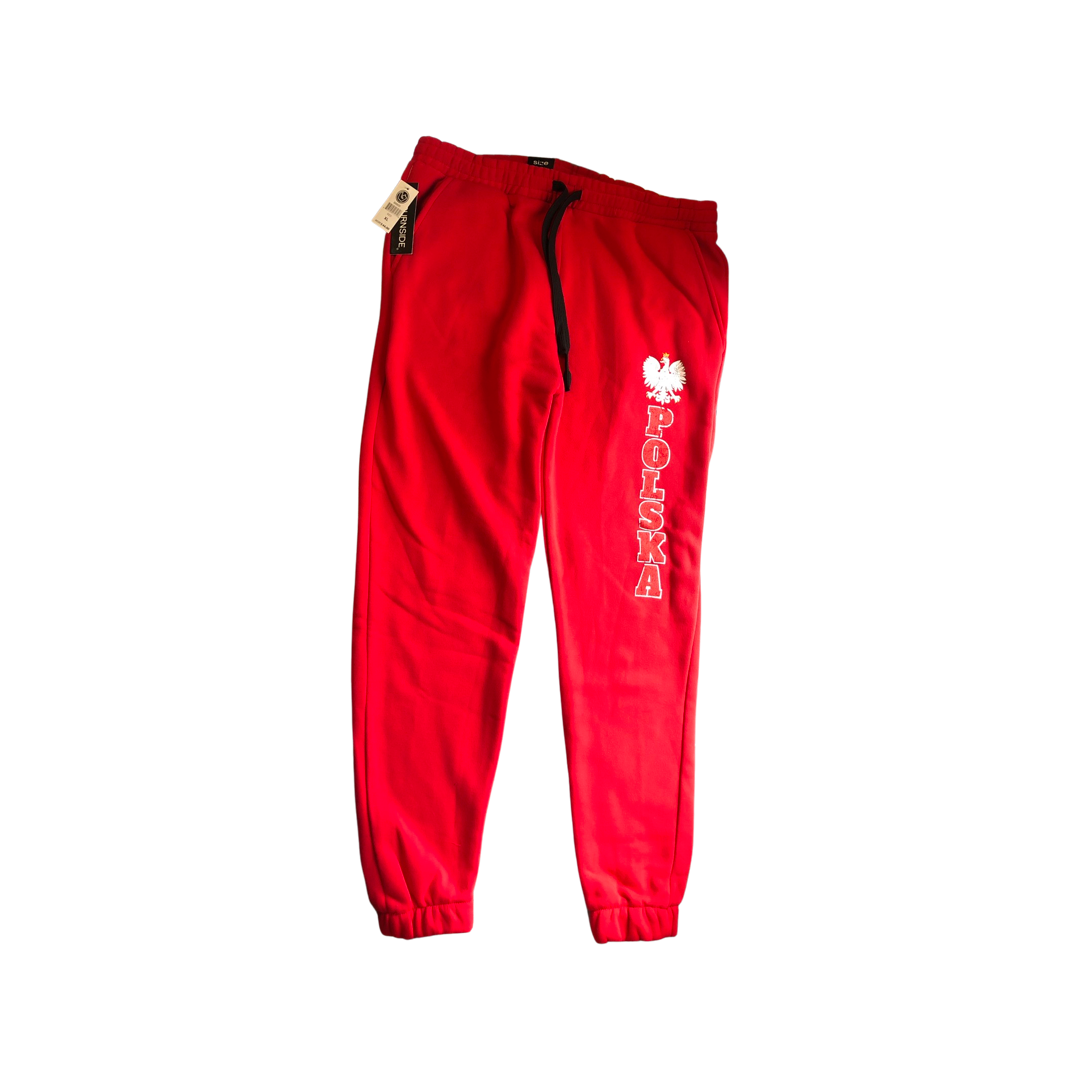 Sweatpants Red Joggers with Polish Eagle