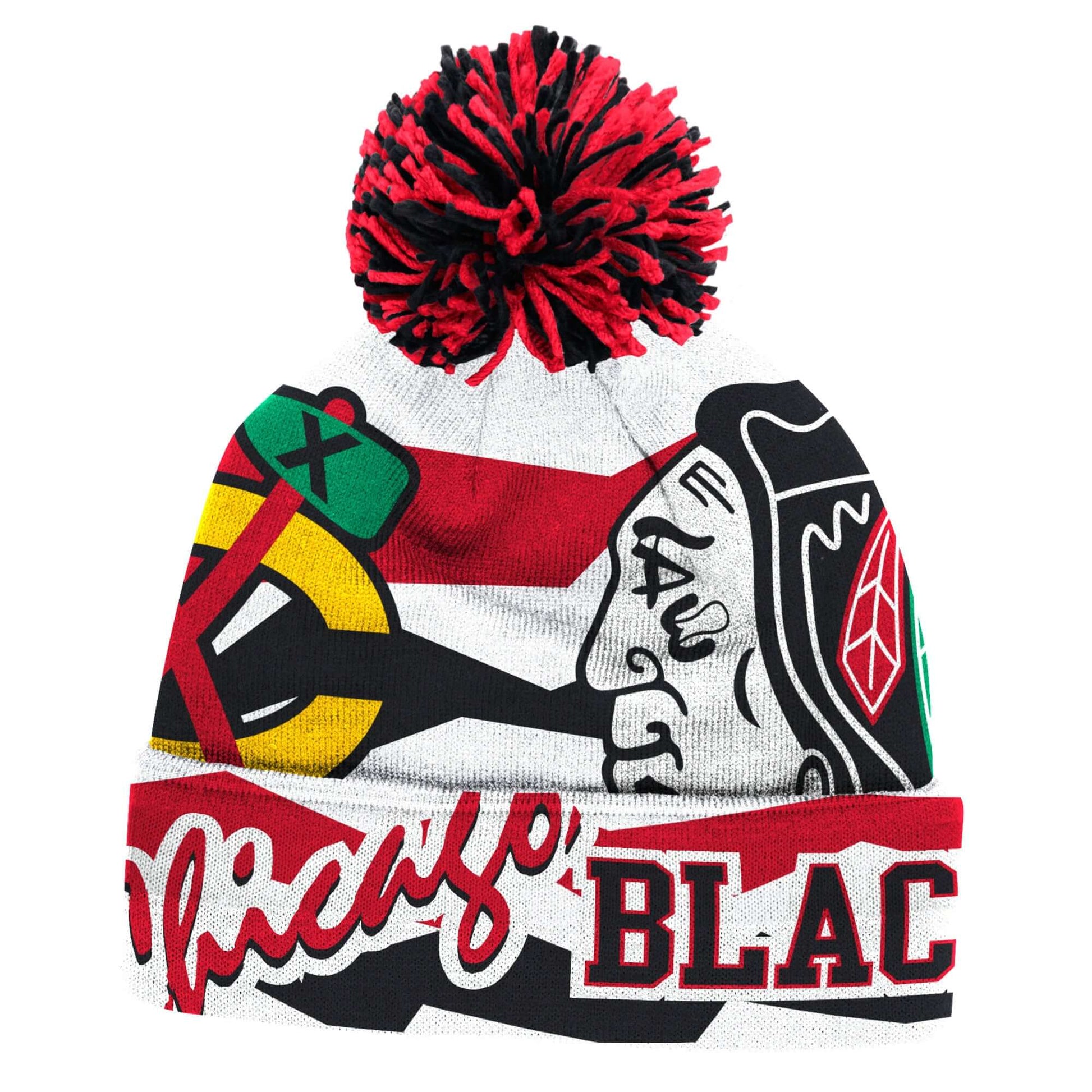 CHICAGO BLACKHAWKS 2015 NHL WINTER CLASSIC REEBOK CUFFED POM KNIT HAT TOQUE