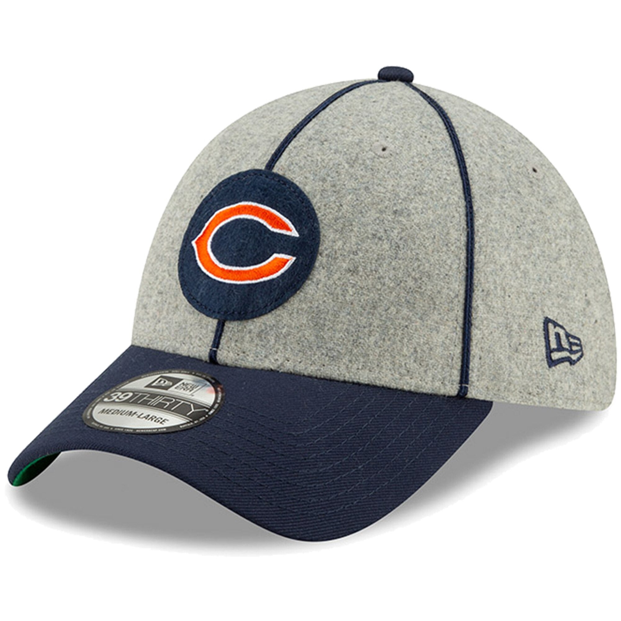 Official New Flex NFL Sideline 2019 Home Era Chicago Hat Logo 1920s Heather 39THIRTY Bears Gray/Navy Men\'s