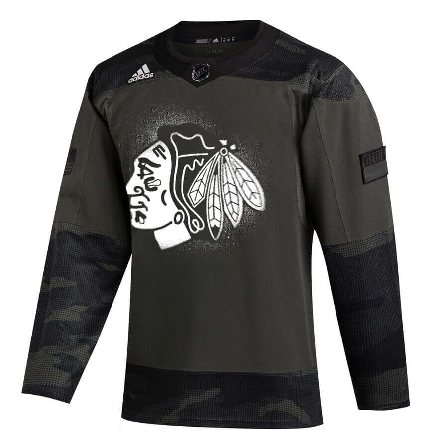 Adidas Chicago Blackhawks Veterans Day Camo Authentic Practice Jersey