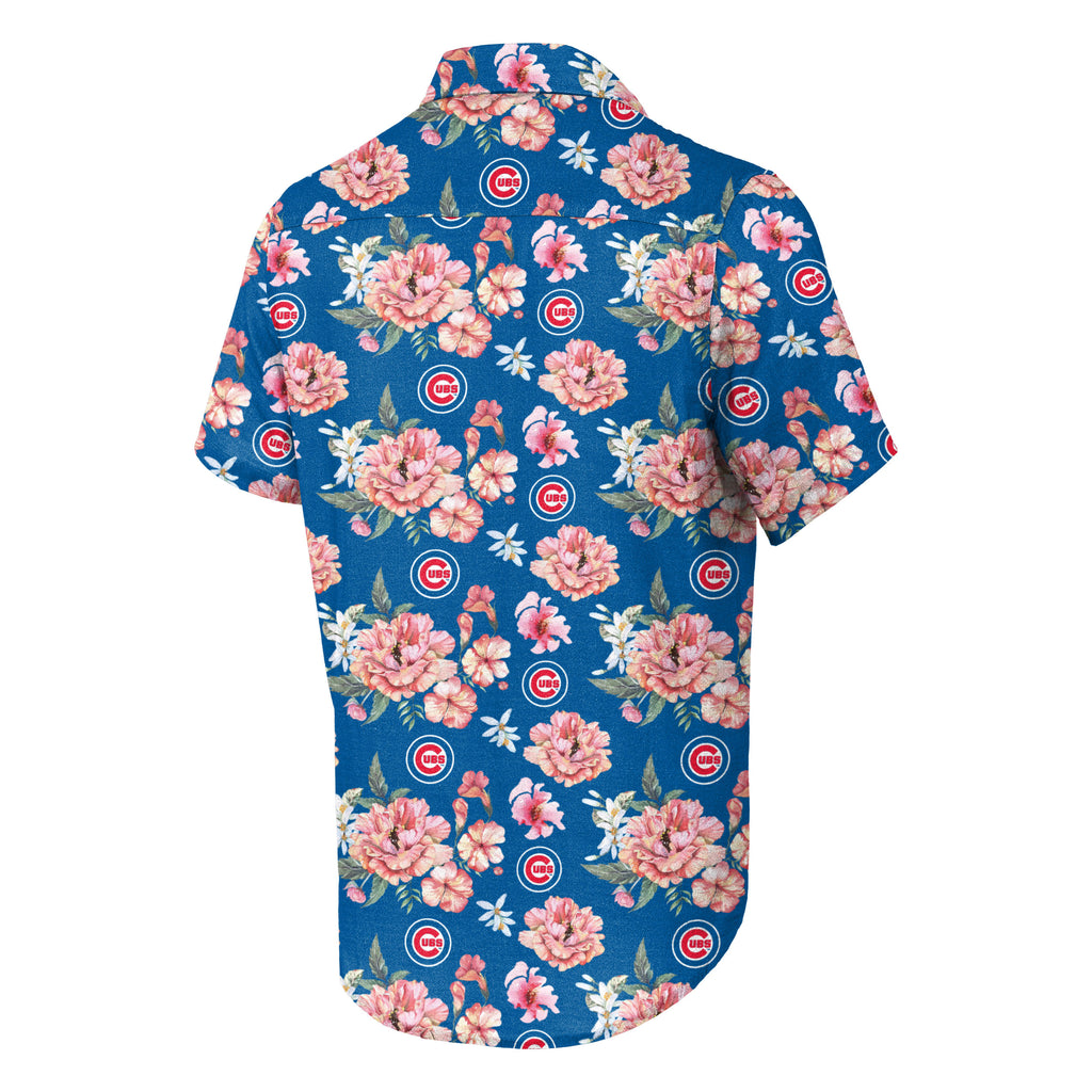 FOCO Chicago Cubs Floral Button Up Shirt