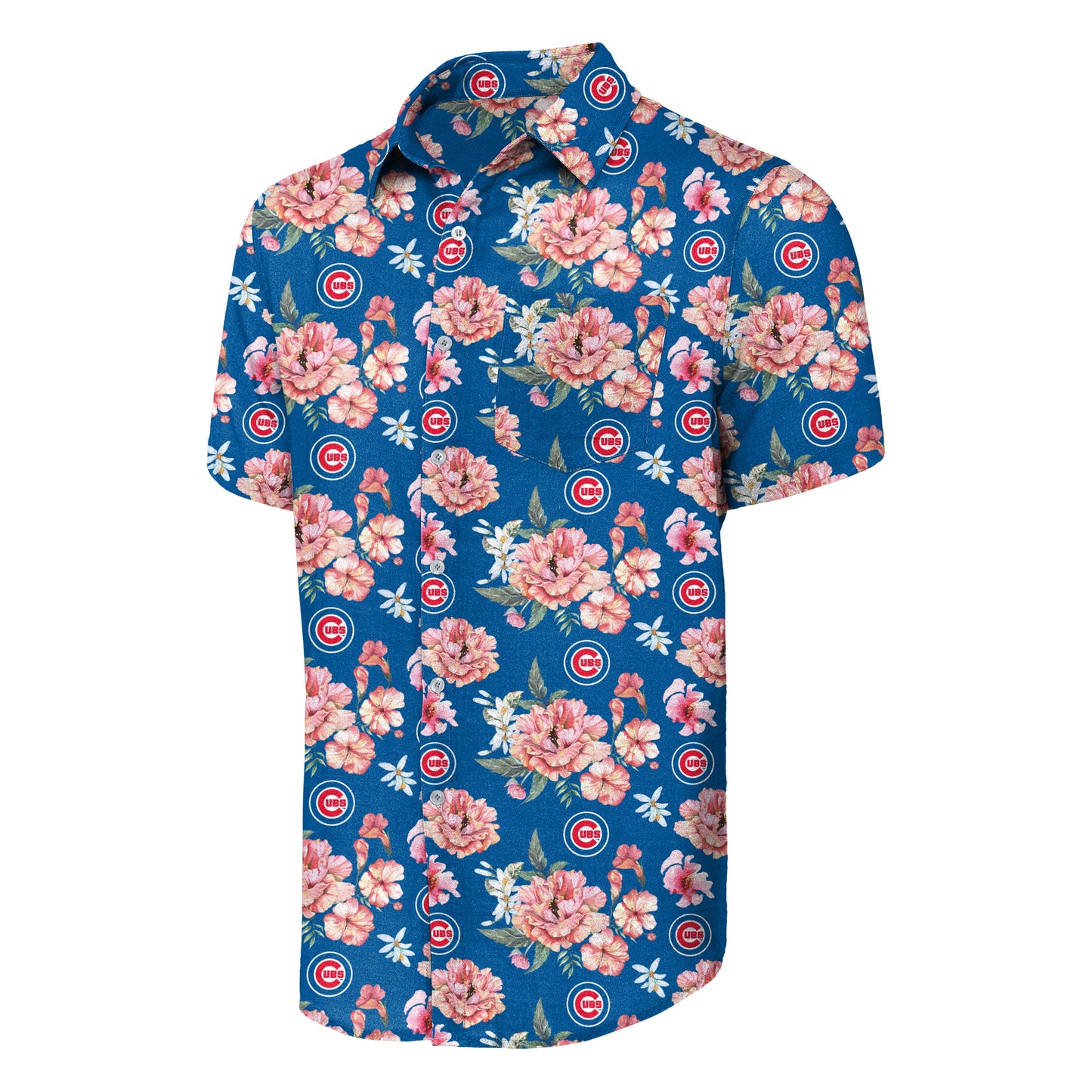 Chicago Cubs Floral Button Up Hawaiian Shirt by FOCO